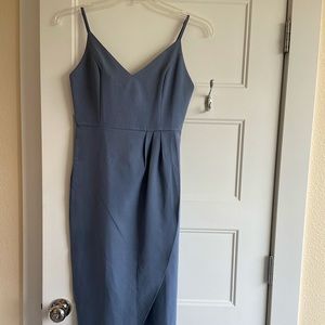 Cut Blue Backless Maxi Cocktail Party Dress